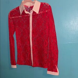 Elegant Red Lace Women's Top